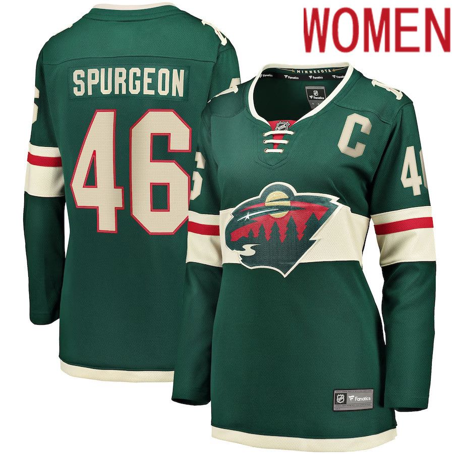Women Minnesota Wild #46 Jared Spurgeon Green Home Breakaway Player NHL Jersey-0